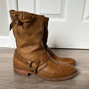 Vintage Shoe Company Brown Leather Harness Slouch Boots